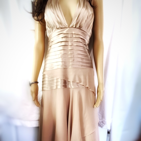 BCBG MAXAZRIA HLTER SILK CHIFFON LAYERED DRESS - Picture 3 of 8